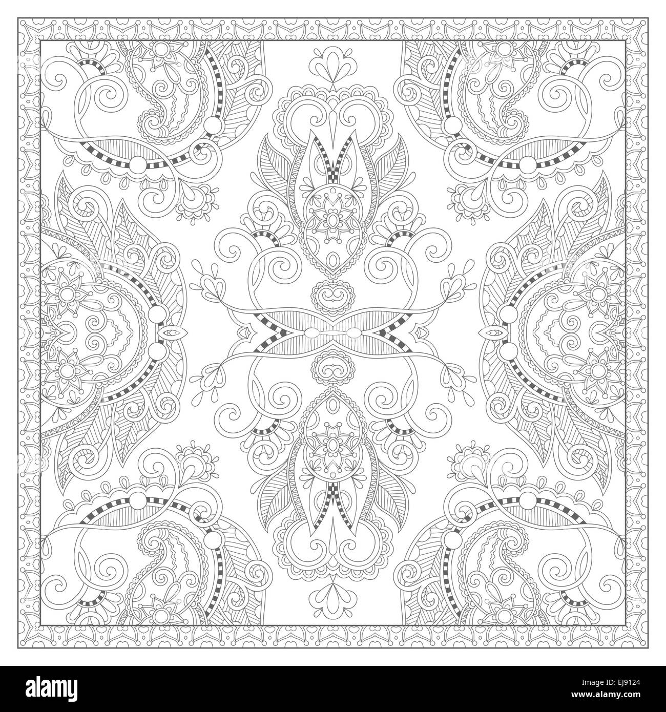 Buch quadratische Malvorlagen für Erwachsene - ethnischen Blumenteppich Stockfoto
