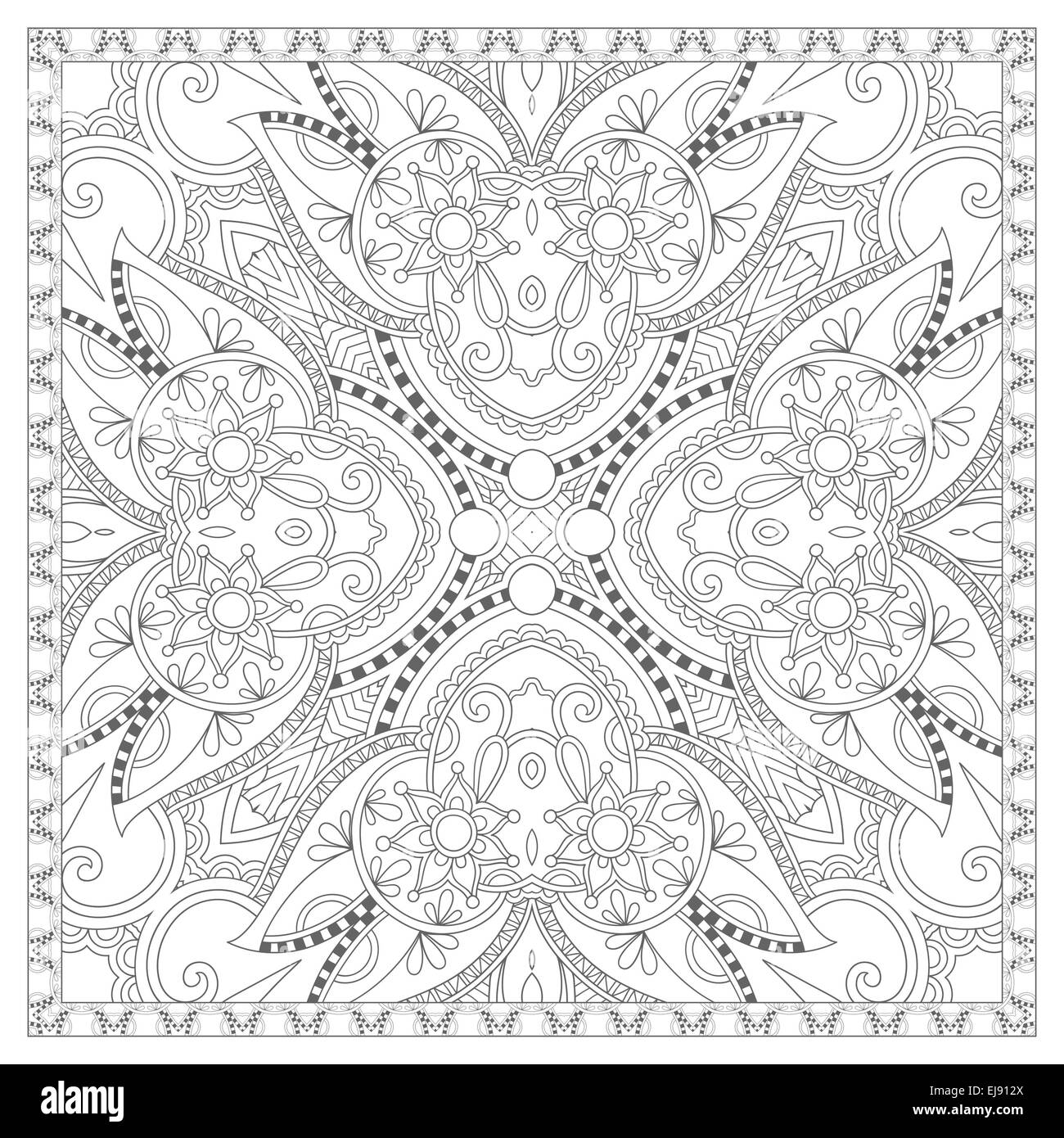 Buch quadratische Malvorlagen für Erwachsene - ethnischen Blumenteppich Stockfoto