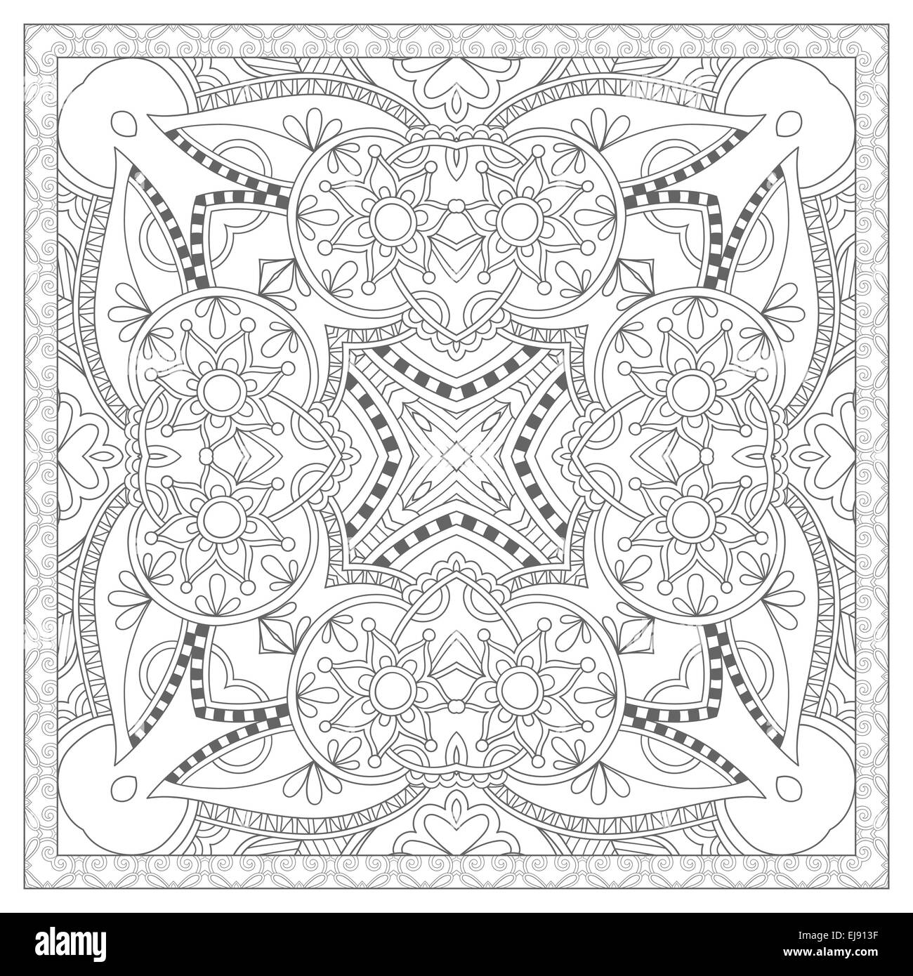 Buch quadratische Malvorlagen für Erwachsene - ethnischen Blumenteppich Stockfoto