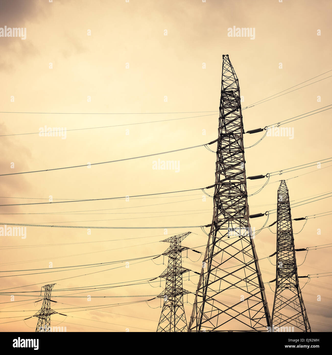 Hochspannung Getriebe Pylon closeup Stockfoto