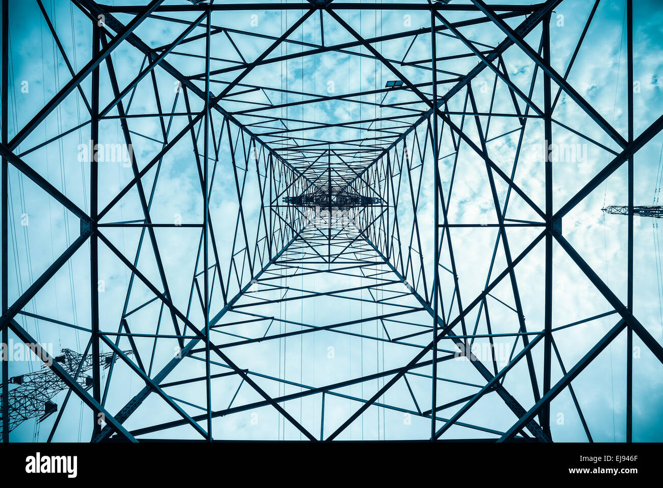 Strom-Pylon-Struktur-Nahaufnahme Stockfoto