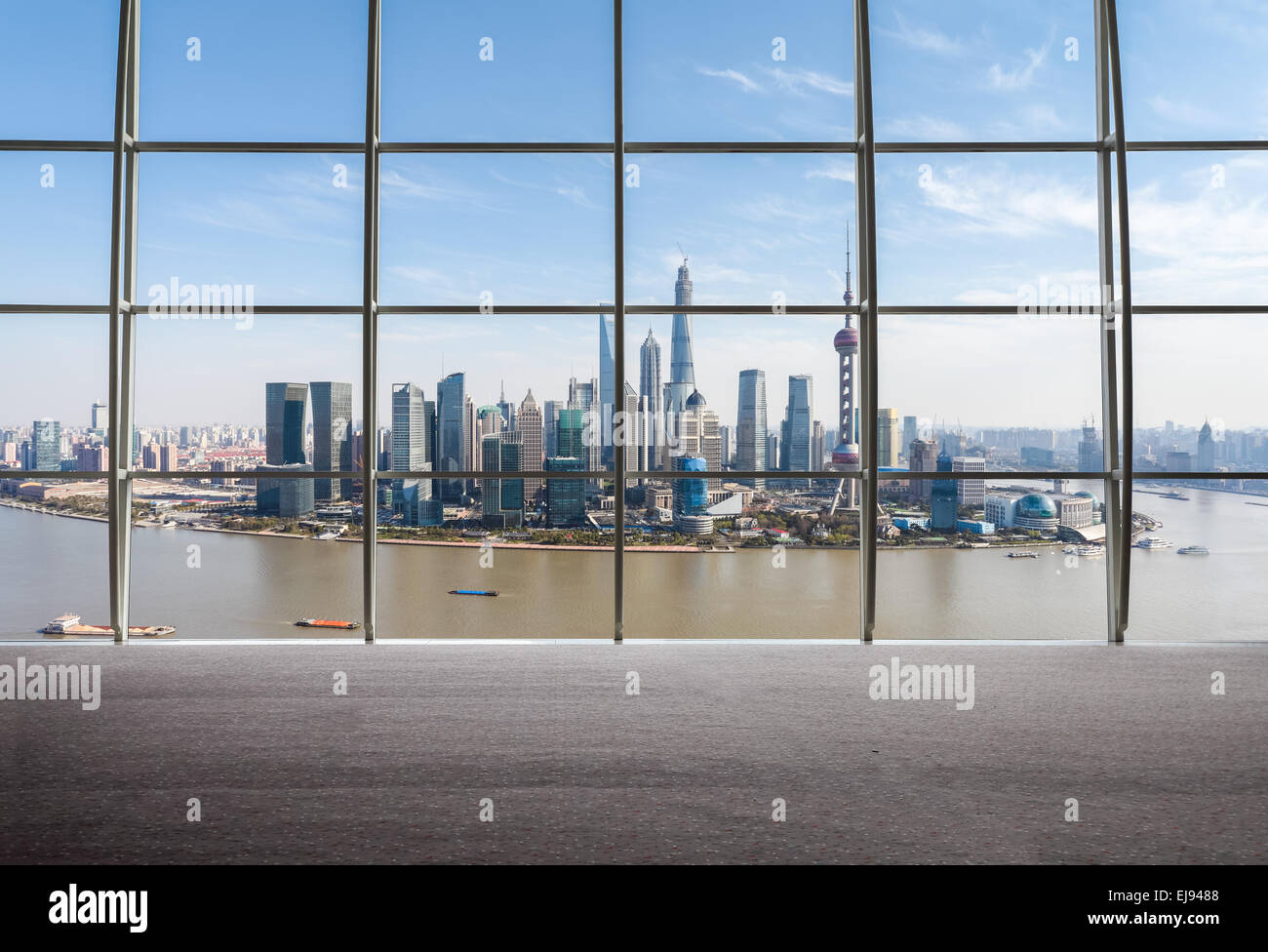 Ansicht des Fensters außerhalb Shanghai Stockfoto