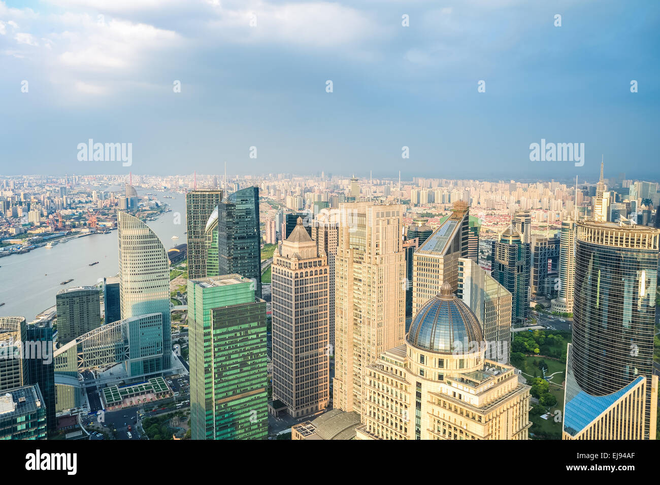 Shanghai Skyline Luftbild Stockfoto