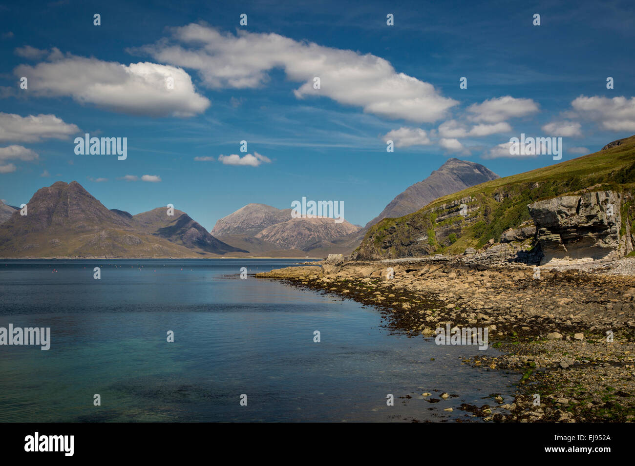 Der Black Cuillin Berge von Elgol, Isle Of Skye, Schottland, UK Stockfoto