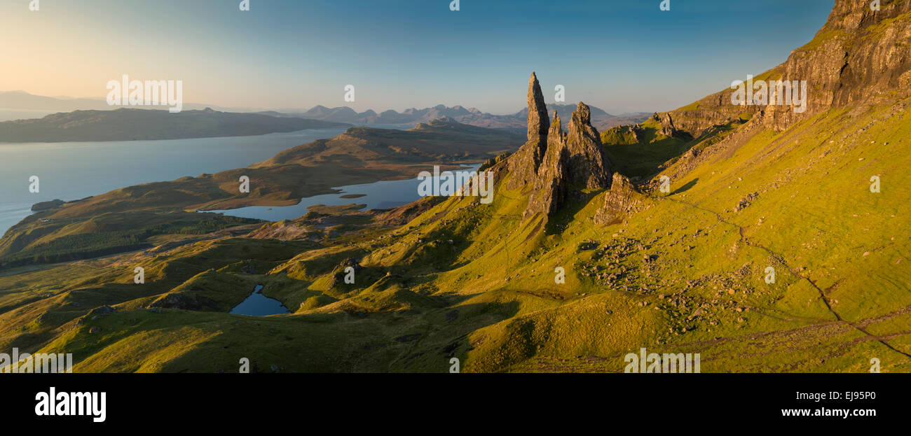 Morgendämmerung am Old Man of Storr, Trotternish Halbinsel Isle Of Skye, Schottland Stockfoto