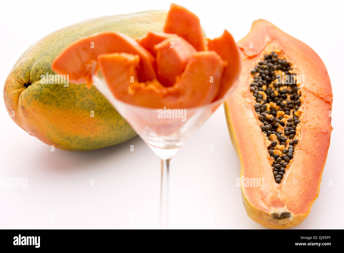 Voller Nährstoffe und Papain - Papaya Stockfoto