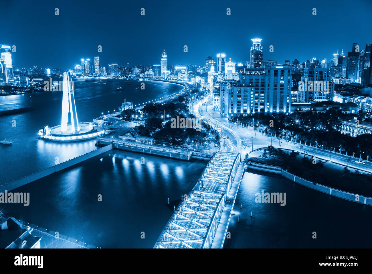 Shanghai Bund in der Nacht Stockfoto Shanghai Bund in der Nacht Stockfoto