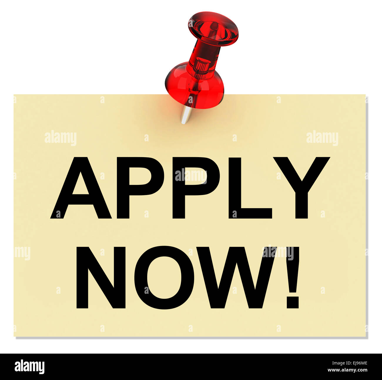 bewerben Sie sich jetzt Stockfoto