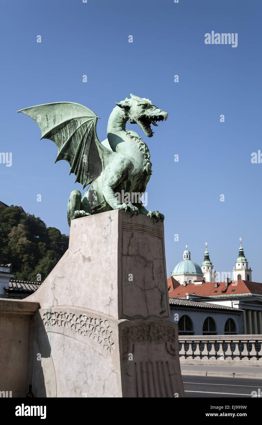 Drachenbrücke, Ljubljana. Stockfoto