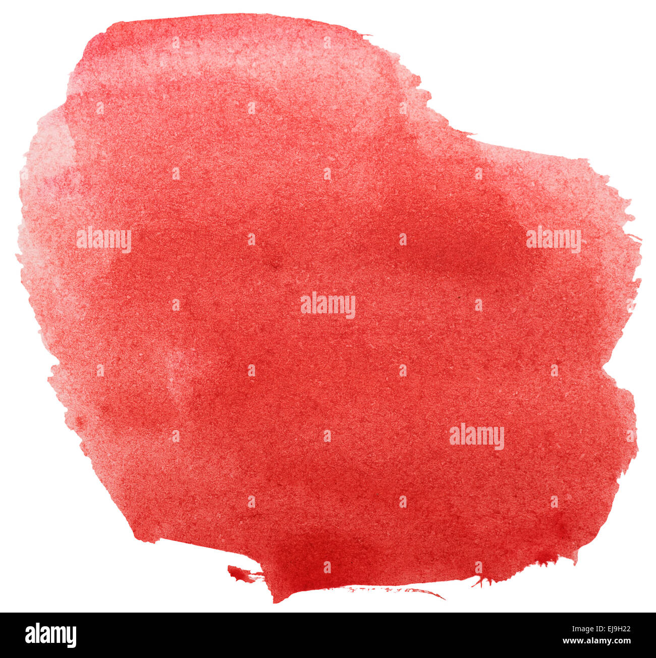 roten Grunge Pinsel Striche Aquarellfarbe isoliert auf weißem Hintergrund Stockfoto