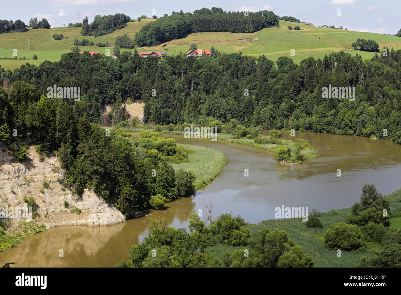 Fluss Iller bei Altusried, Bayern, DE Stockfoto