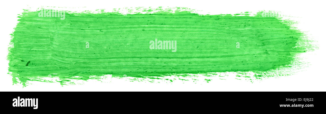 hellgrünen Umrandung der Gouache Pinsel isoliert auf weiss Stockfoto