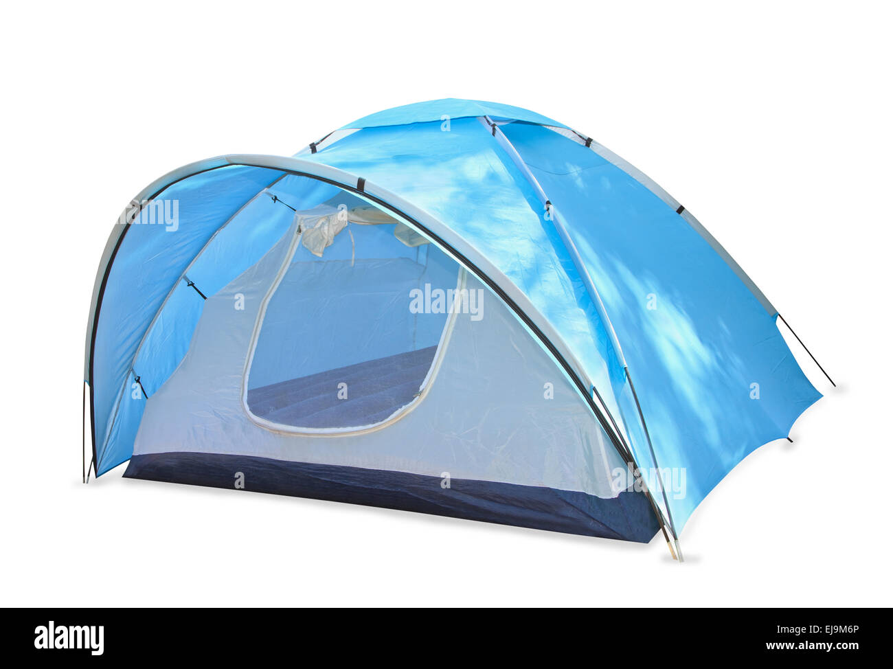Blaue Zelt isoliert auf weiß Stockfoto