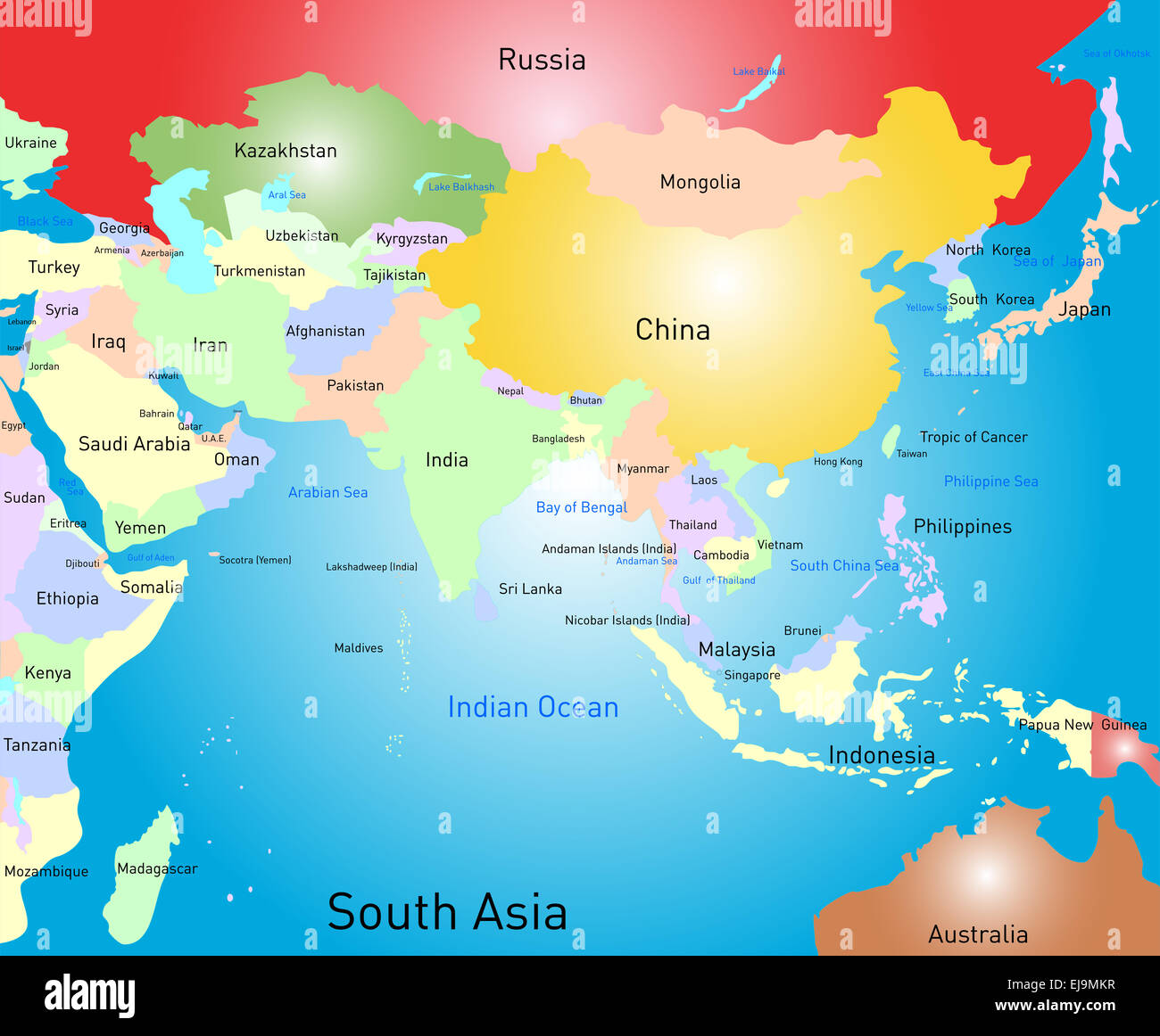 Südasien-Karte Stockfoto
