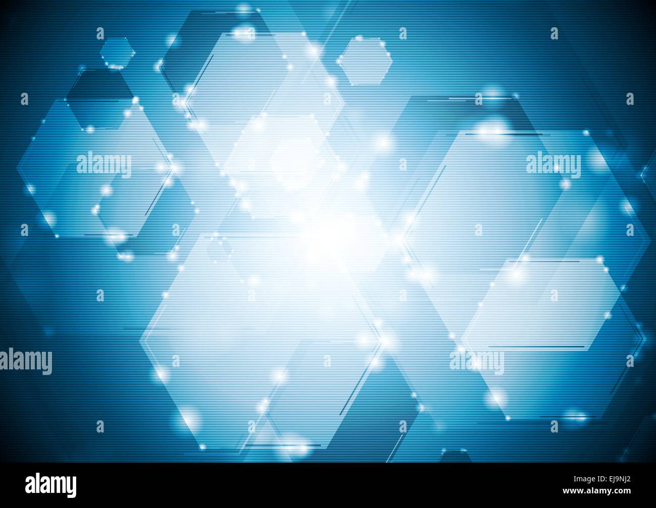 Glänzend funkelnde Tech Sechsecke Hintergrund Stockfoto