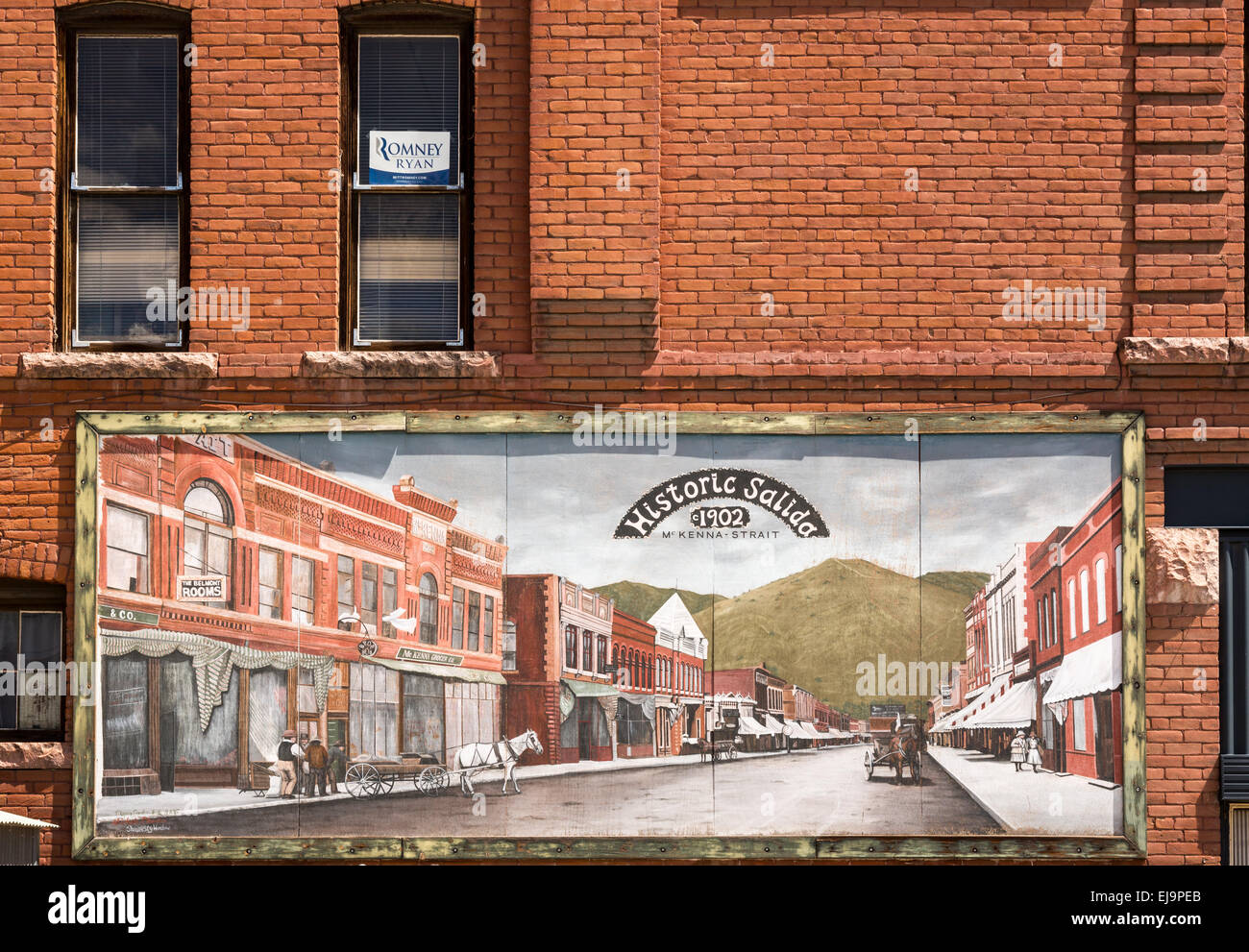 Gemälde von kleinen Colorado Stadt Salida Stockfoto