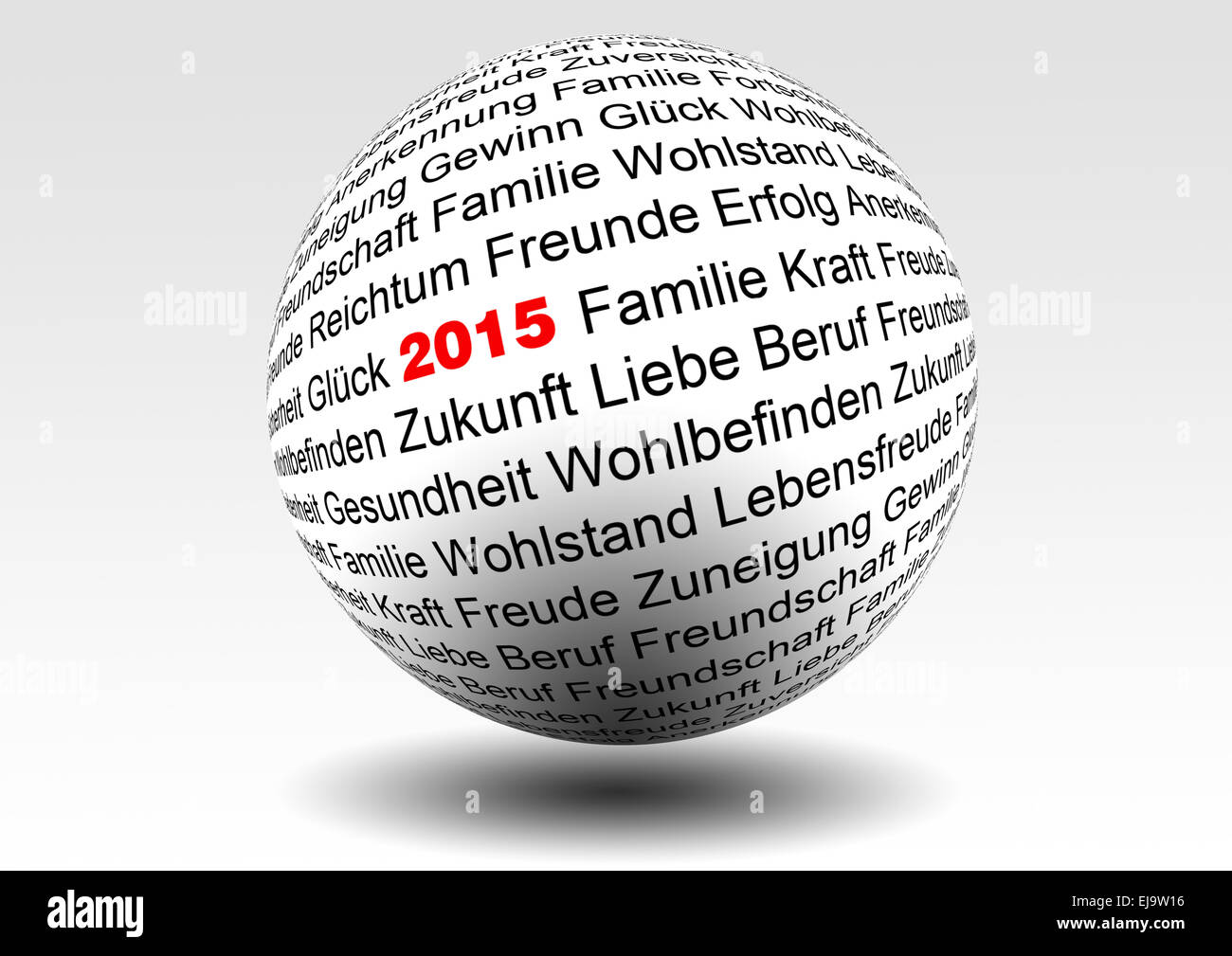 Wort-Ball für Neujahr 2015 Stockfoto