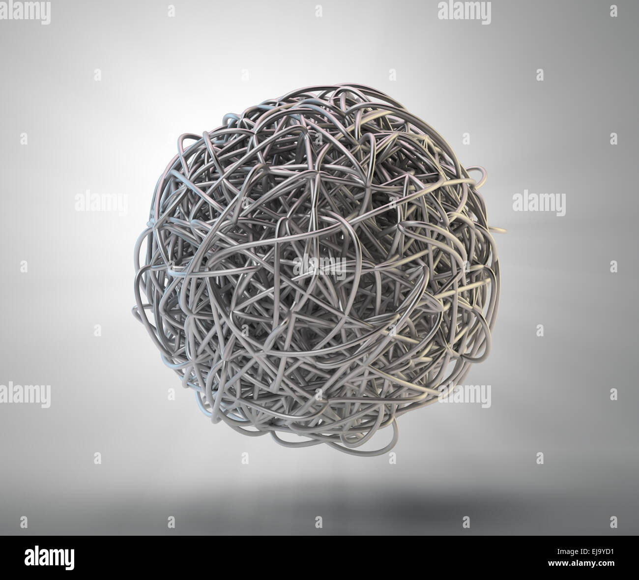 Eine abstrakte 3D-Rendering des verworrenen Metall splines Stockfoto