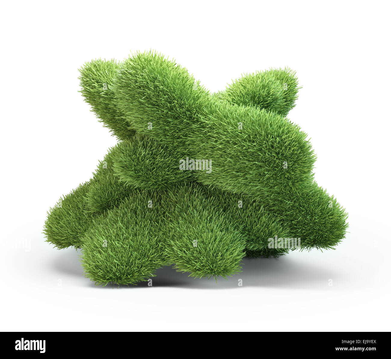 Eine abstrakte 3D Form mit Rasen bedeckt Stockfoto