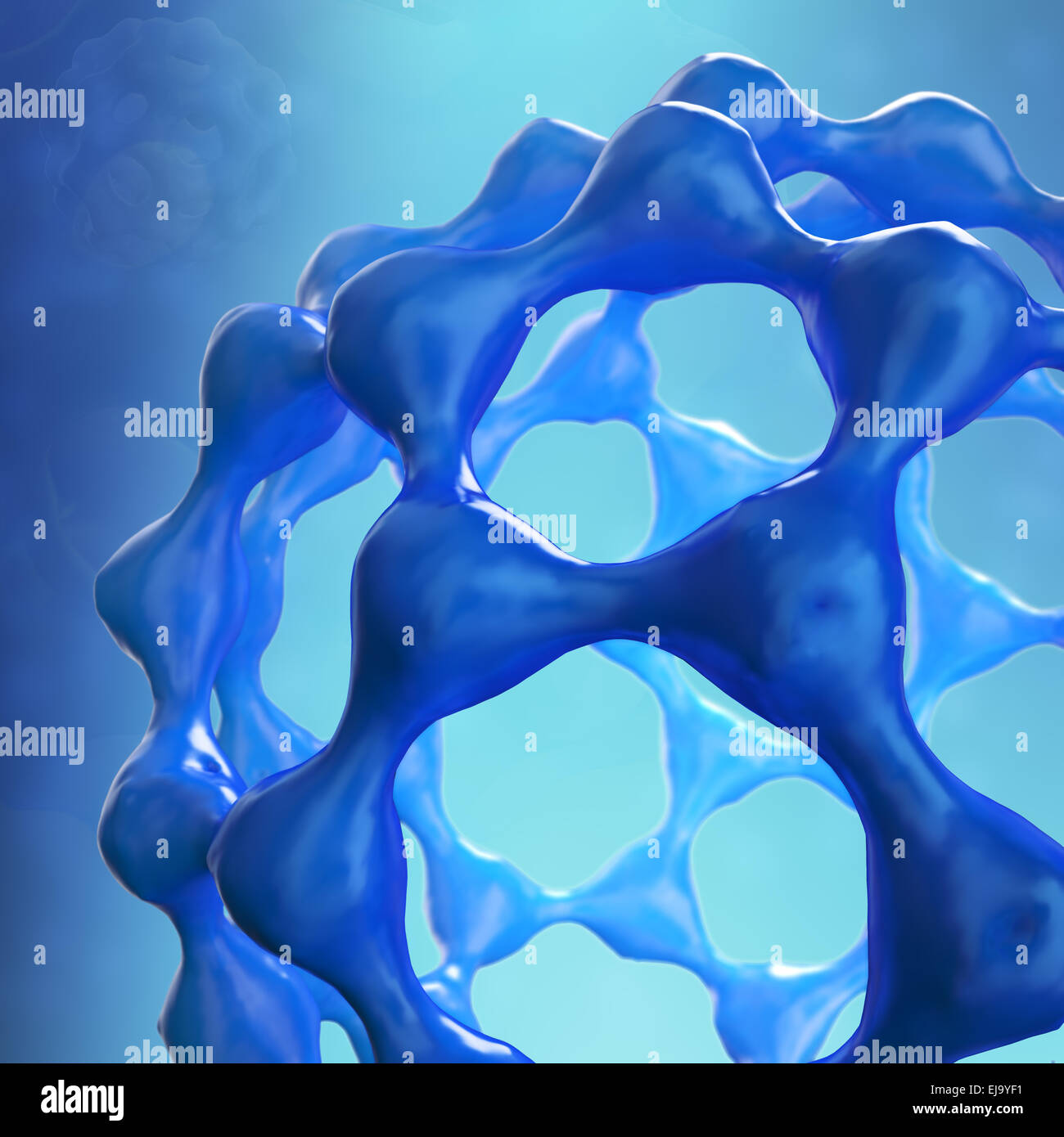 3D Modell-Auszug aus einem Fulleren-Molekül Stockfoto