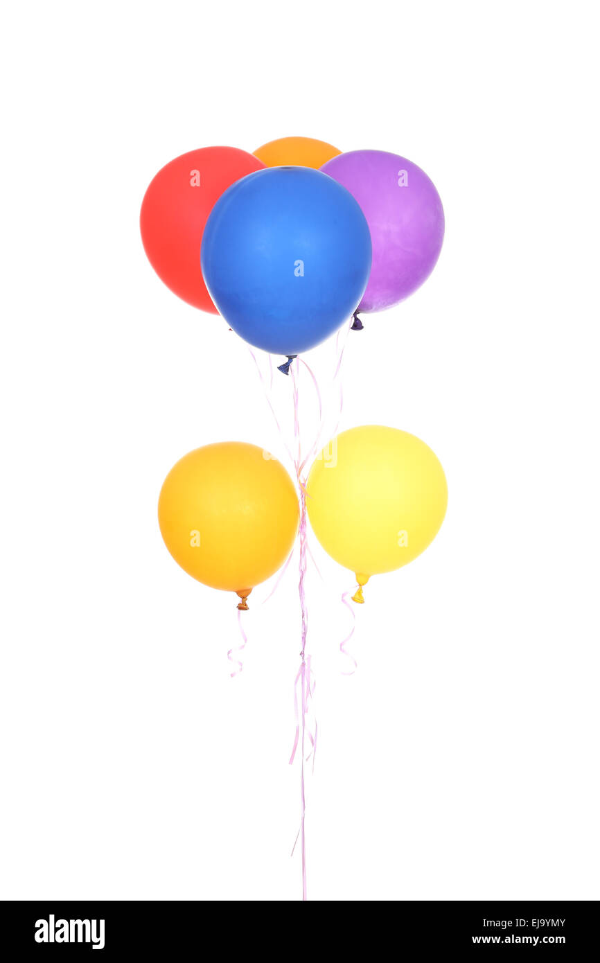 Bunte Luftballons isoliert auf weißem Hintergrund Stockfoto