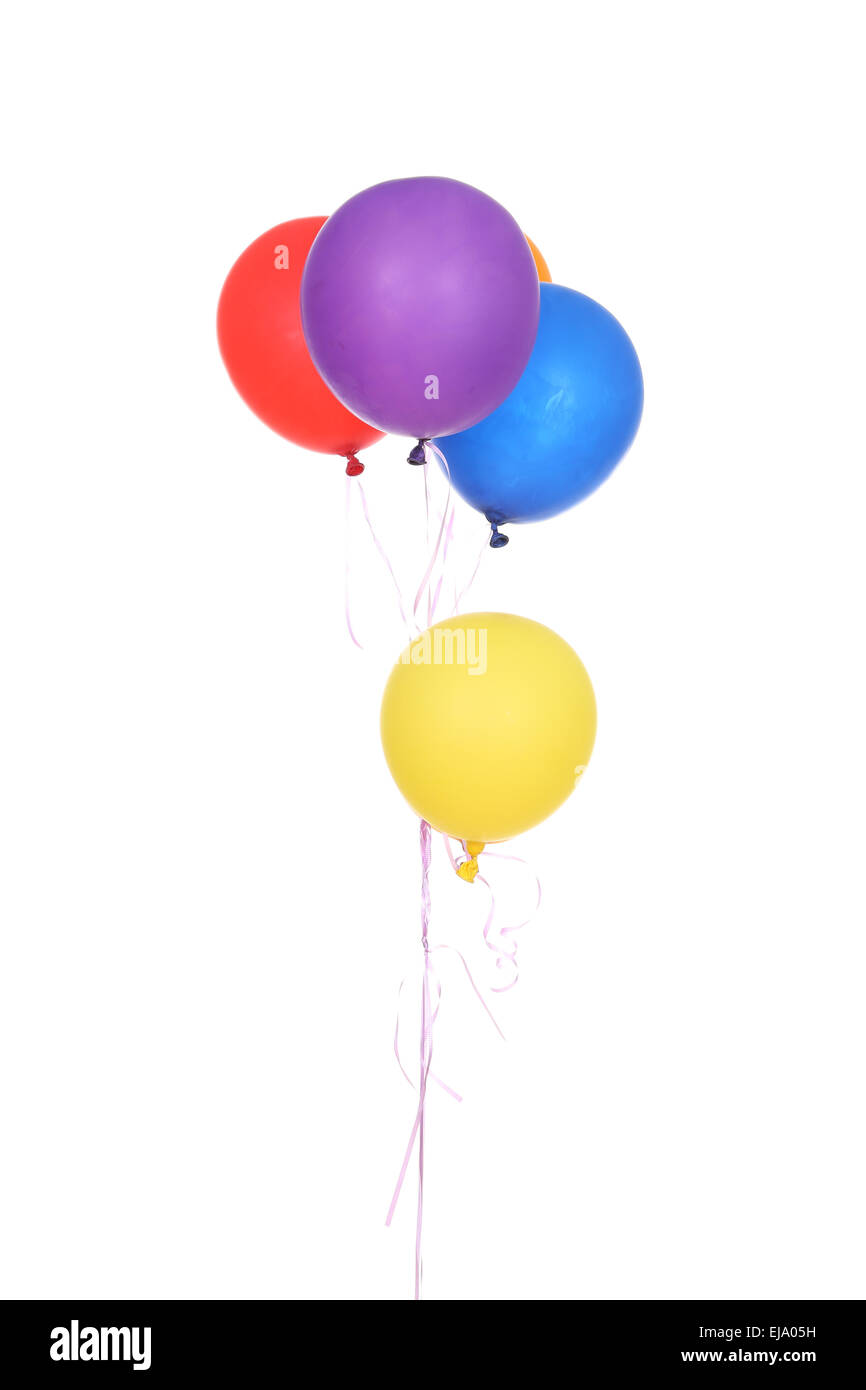 Bunte Luftballons isoliert auf weißem Hintergrund Stockfoto