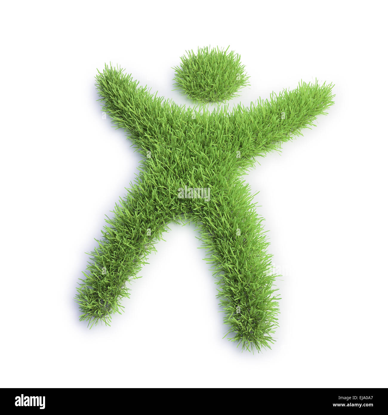 Grüne, umweltfreundliche Symbol - Grass Patch geformt wie ein winziger Mensch Stockfoto