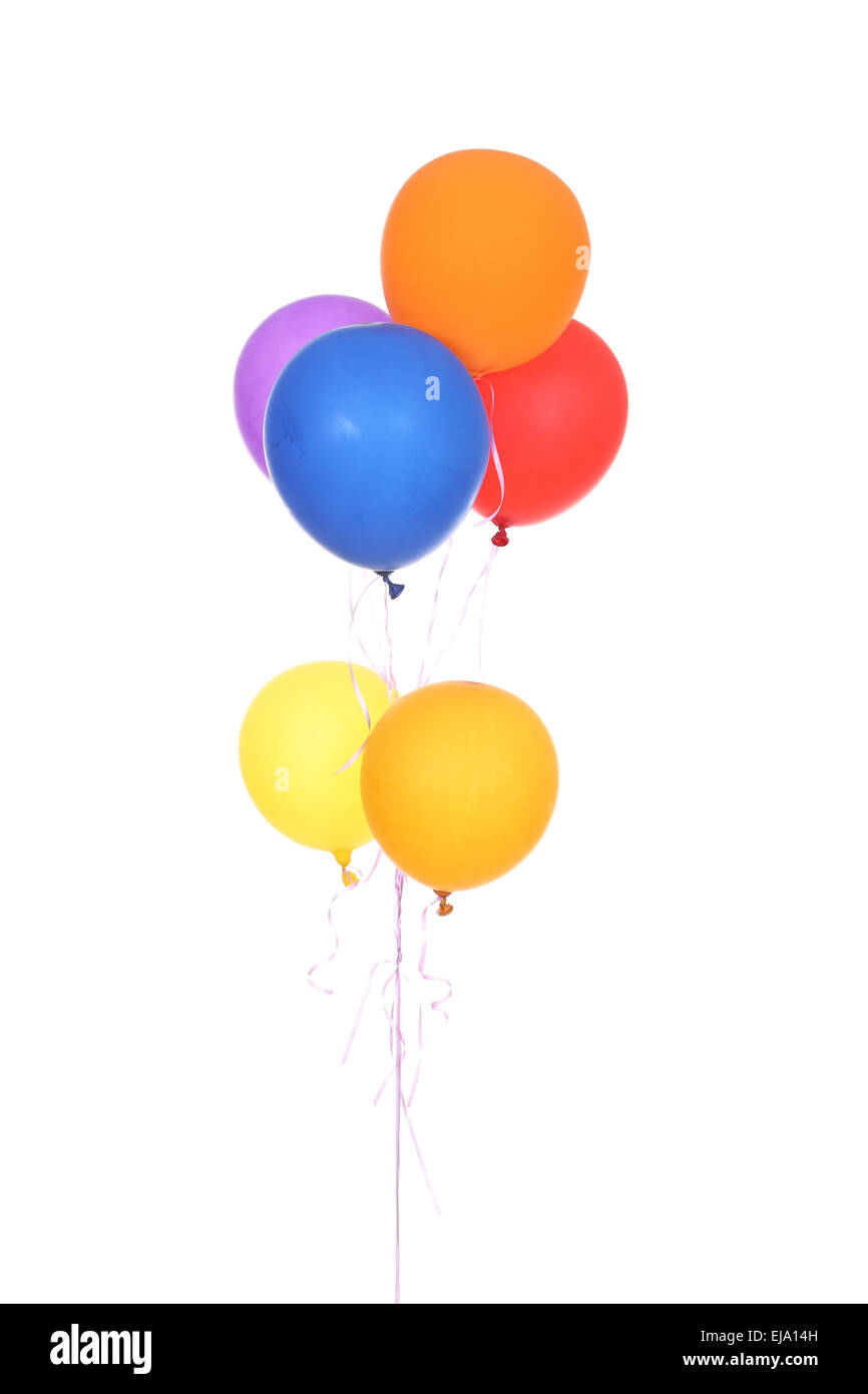 Bunte Luftballons isoliert auf weißem Hintergrund Stockfoto