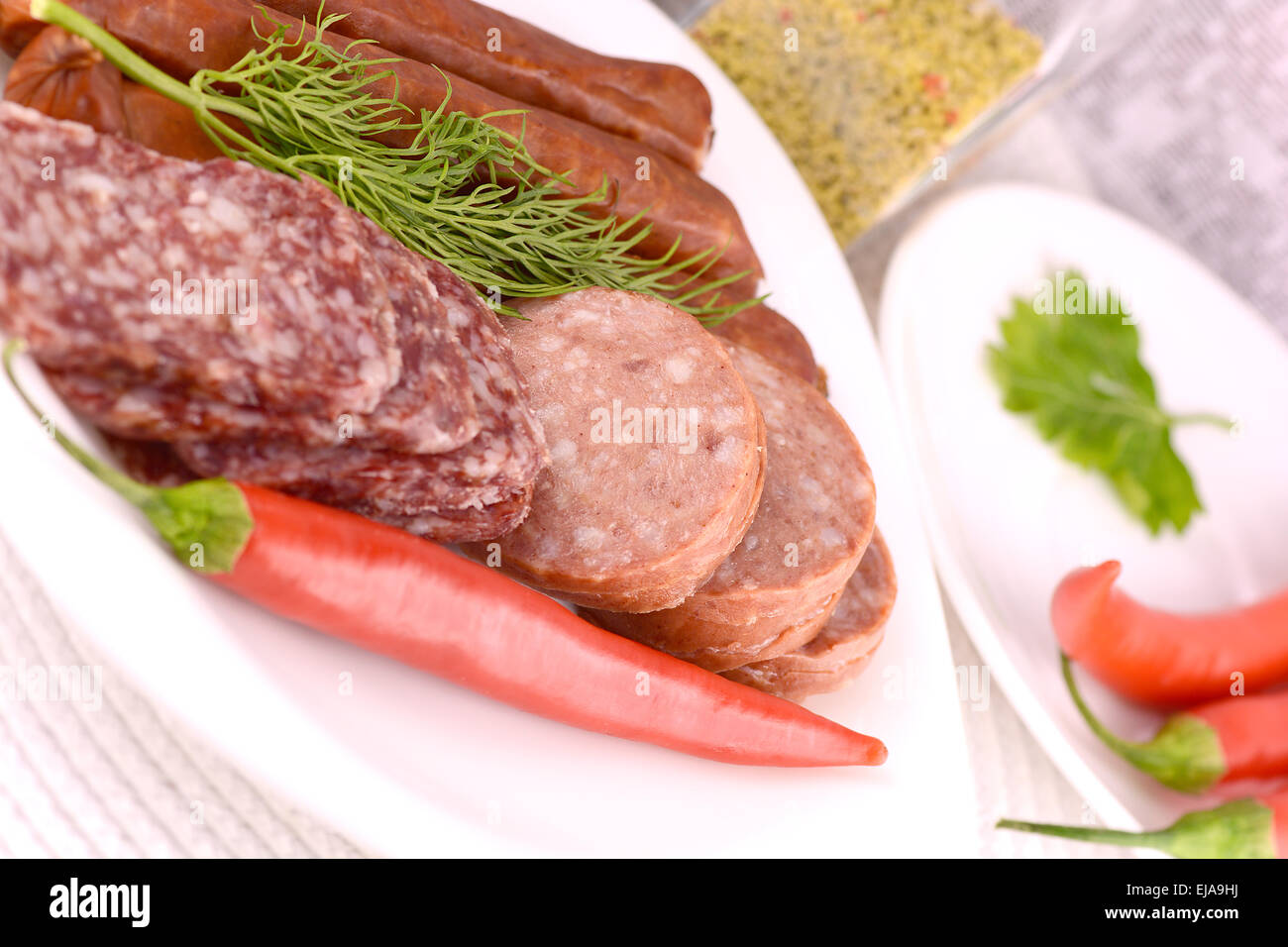 Scheiben Salami aus der Toskana Stockfoto