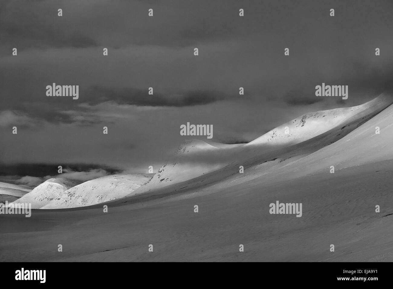 Berge im Morgengrauen, Lappland, Schweden Stockfoto