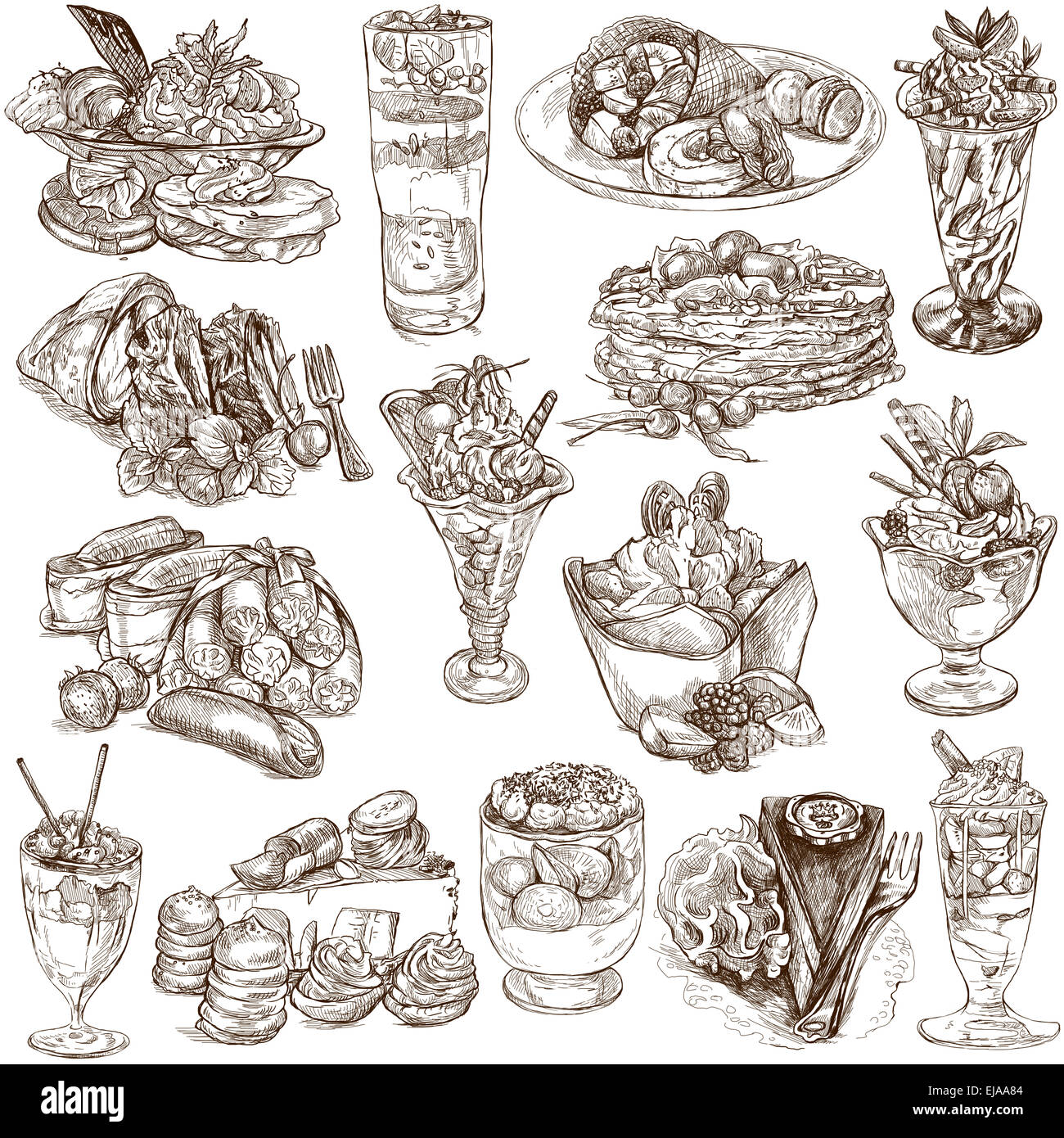 Eine handgezeichnete volle Größe Illustratons aus der Serie Essen auf der ganzen Welt: süße, Süßigkeiten, Kuchen Stockfoto