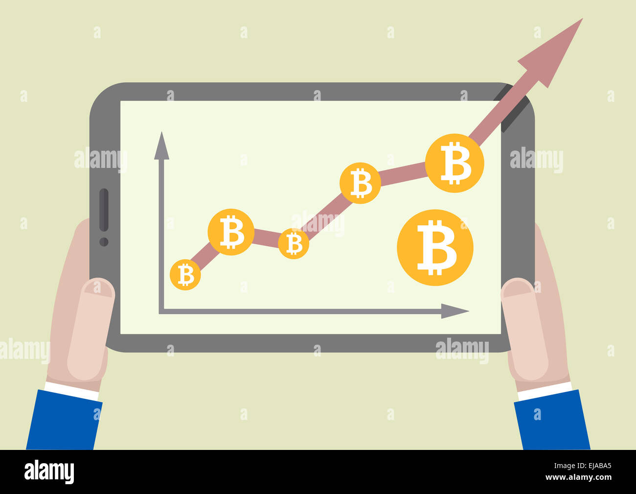 Tablet-Bitcoin-Wachstum Stockfoto