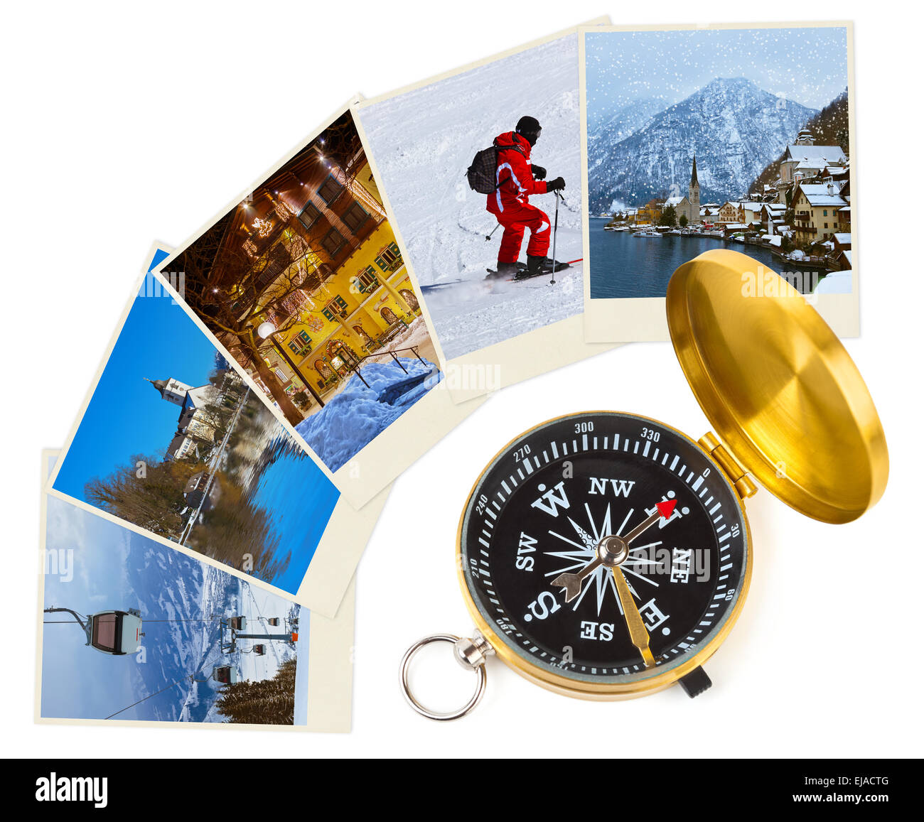 Bergen Skifahren Österreich Bilder und Kompass Stockfoto