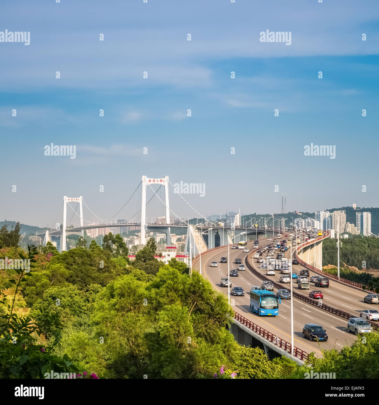 Xiamen Haicang Brücke in tagsüber Nahaufnahme Stockfoto
