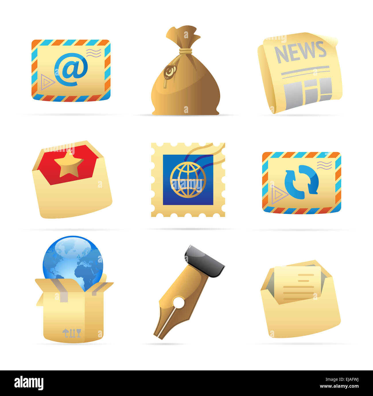 Symbole für Postdienste Stockfoto