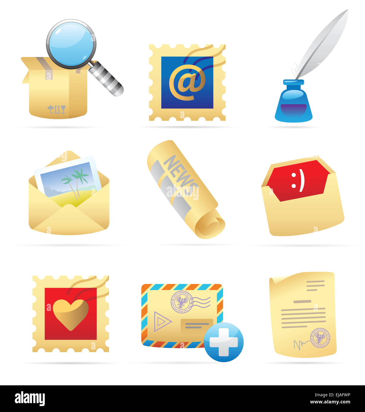 Symbole für Postdienste Stockfoto