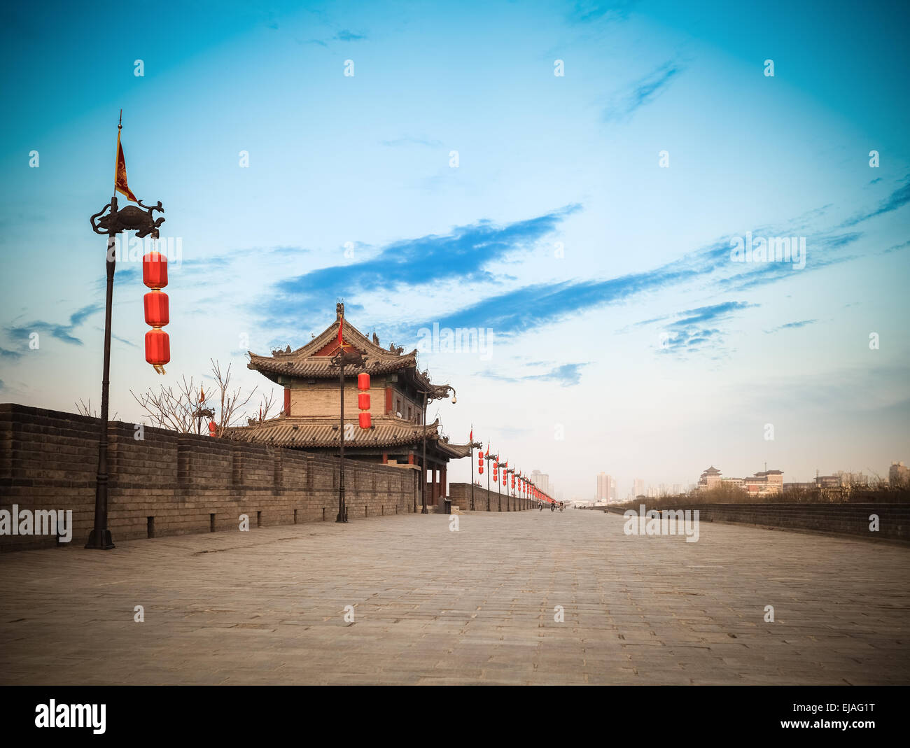 Stadtmauer von Xian Stockfoto