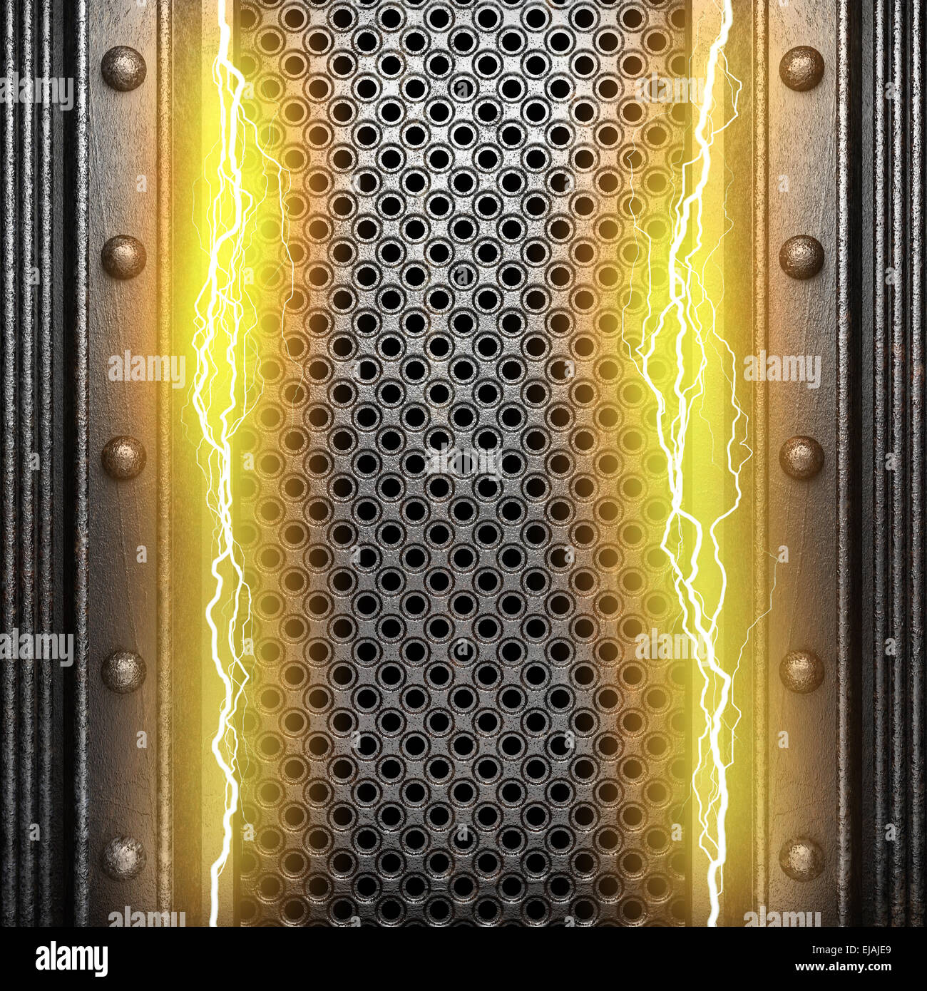 Metall Hintergrund mit elektrischer Beleuchtung Stockfoto