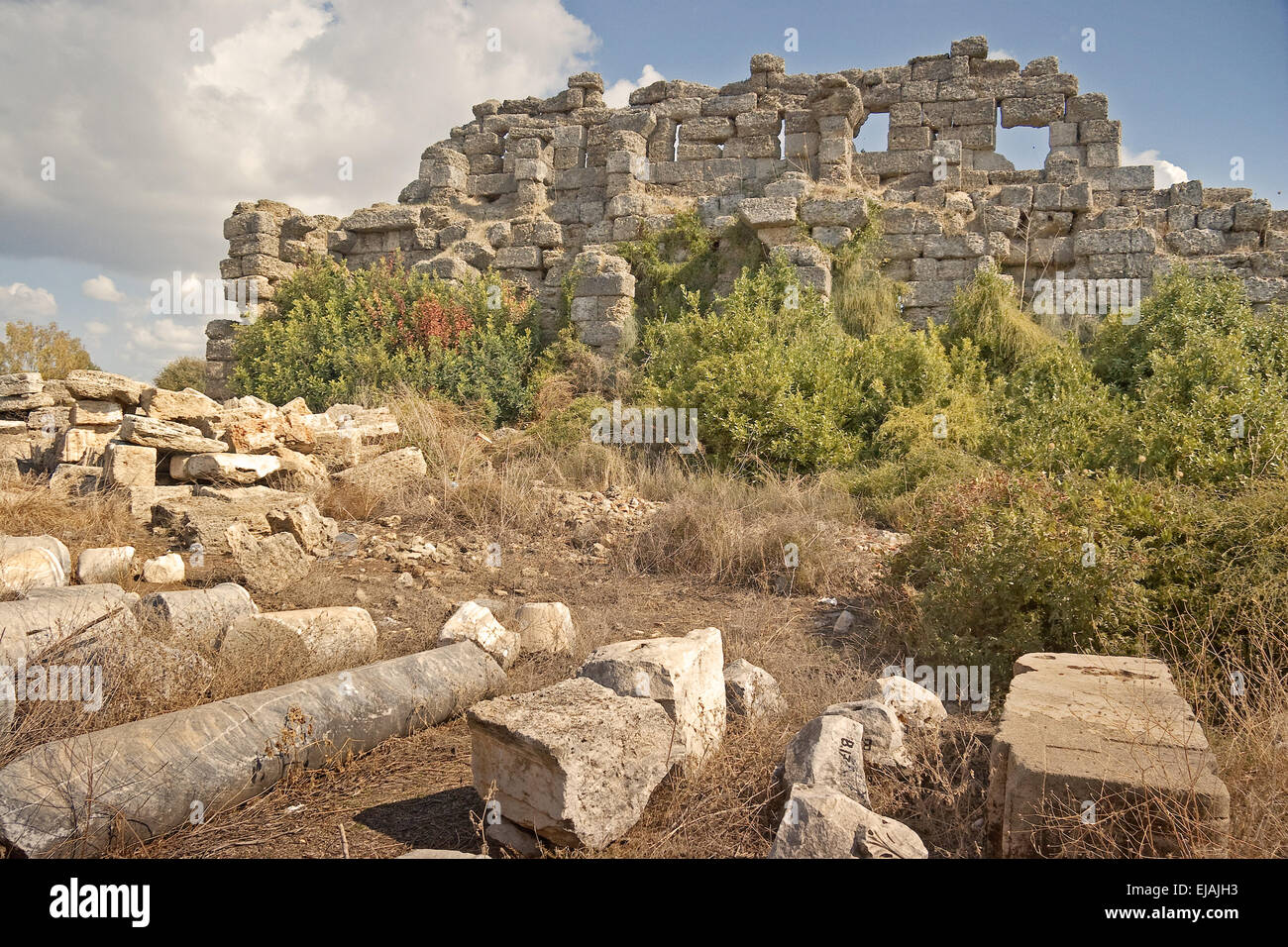 Türkei Side ruiniert Stadtmauer Stockfoto