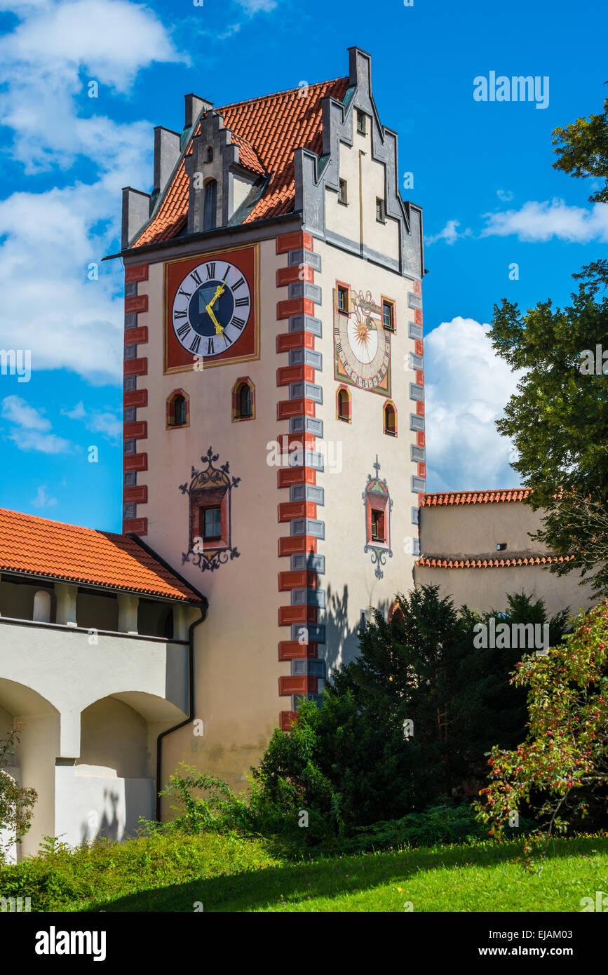 Hohes Schloss Füssen Uhrturm - Deutschland Stockfoto