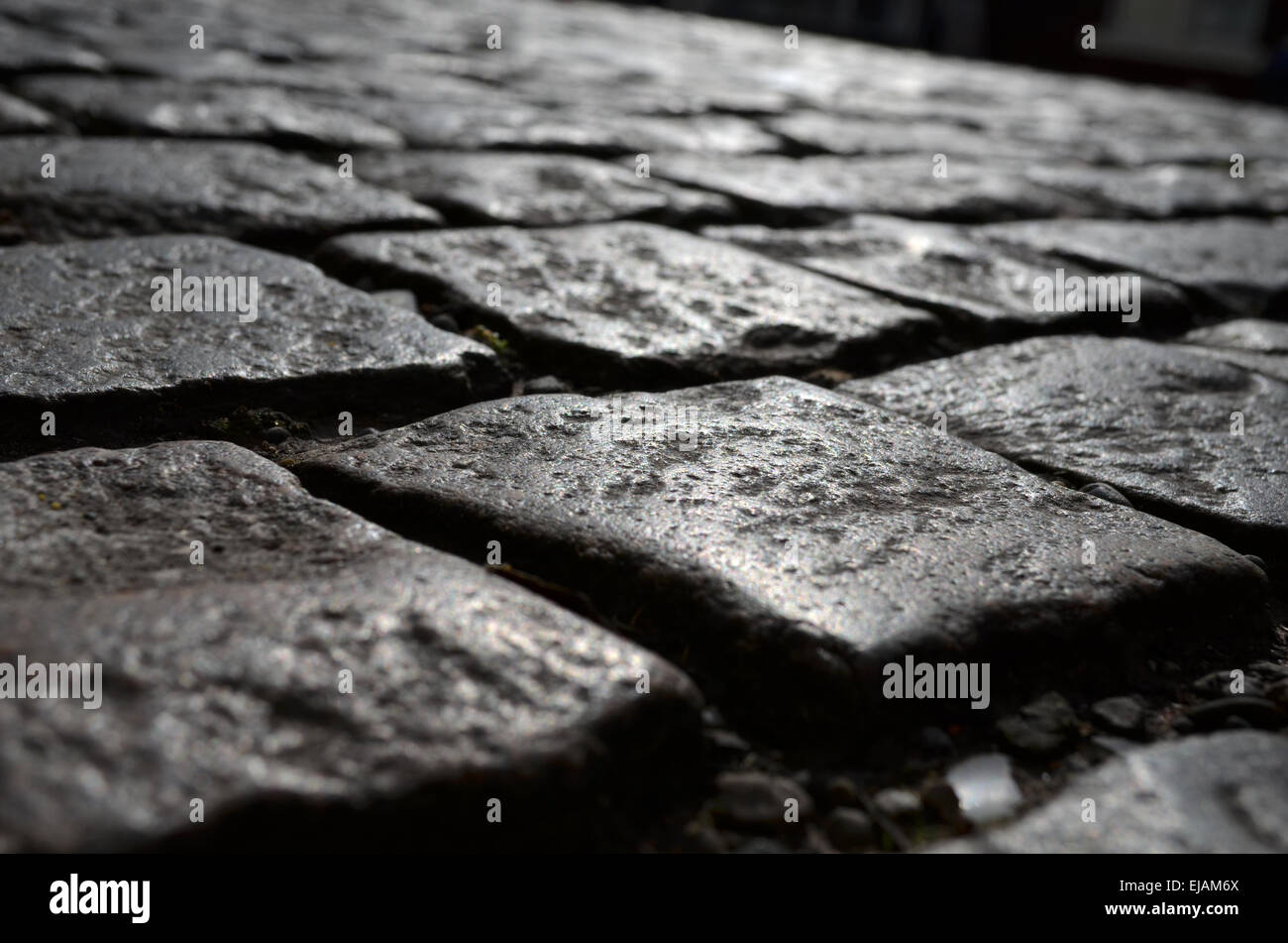 Die alten gepflasterten Straßen in der Stadt Silloth, ein viktorianischer Badeort im Norden von England Stockfoto