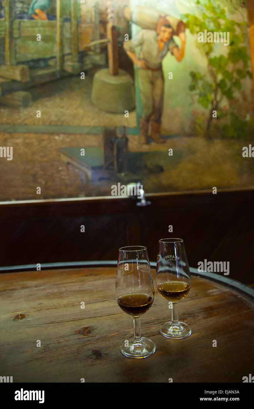 Madeira-Wein Verkostung bei Blandys Wine Lodge Funchal Portugal Stockfoto