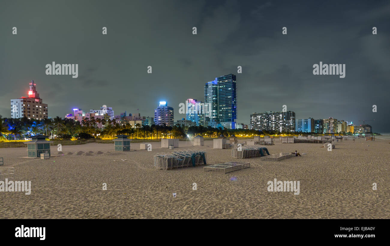 Miami Beach bei Nacht Stockfoto