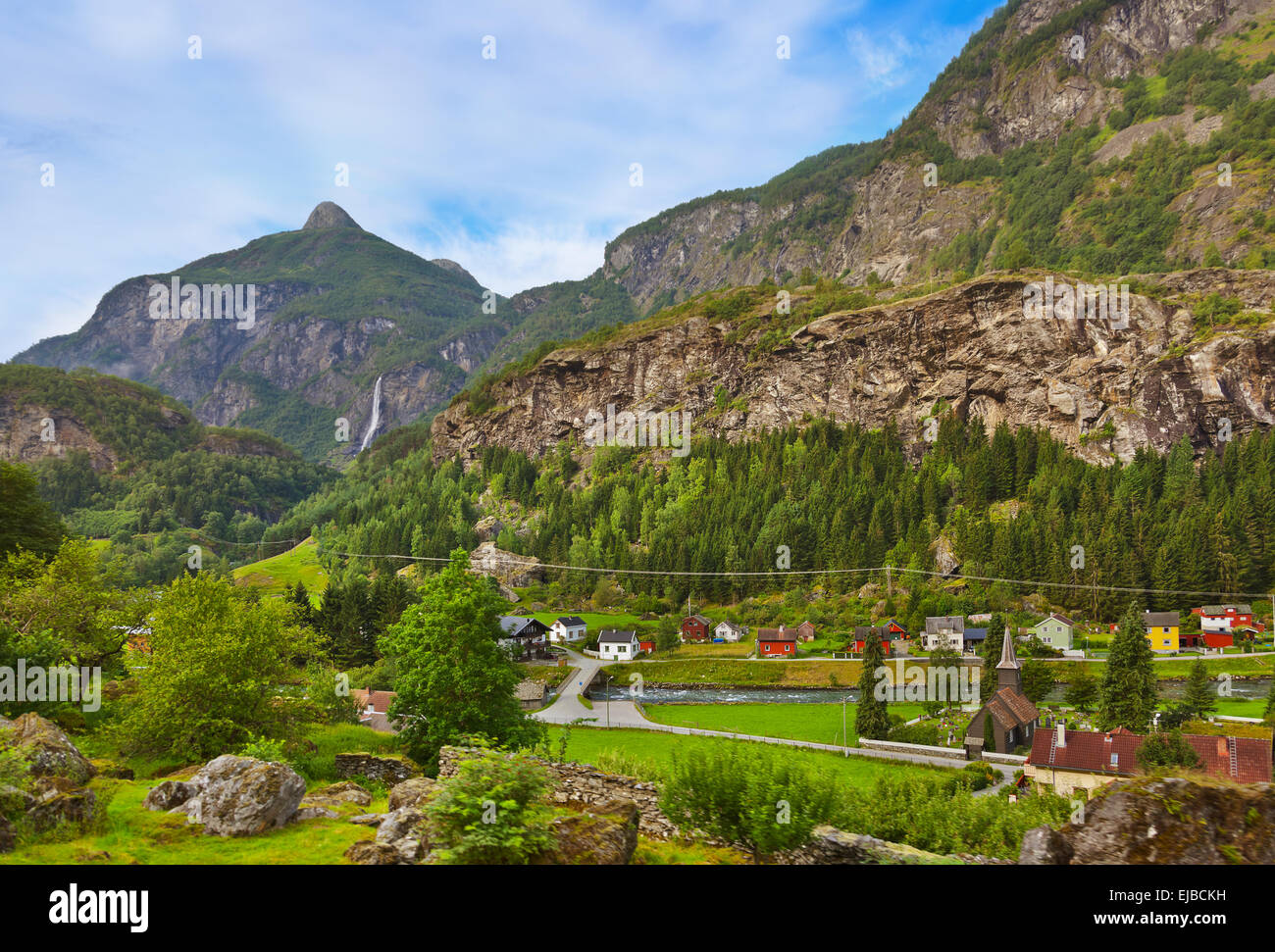 Dorf in Flåm - Norwegen Stockfoto