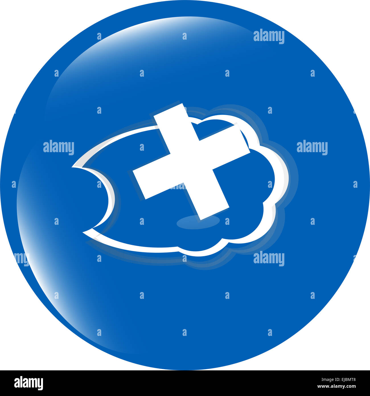 Symbol auf den Wolken mit Pluszeichen Stockfoto