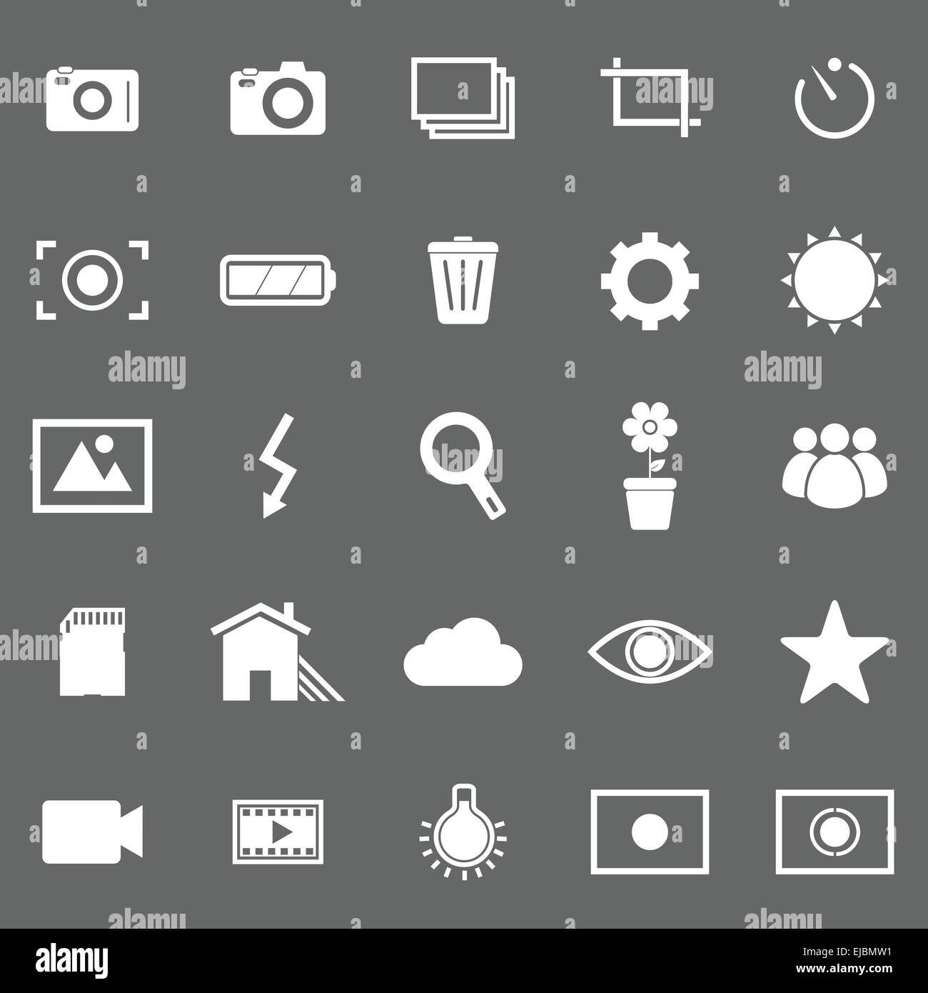 Fotografie-Symbole auf grauem Hintergrund, Lager Vektor Stock Vektor