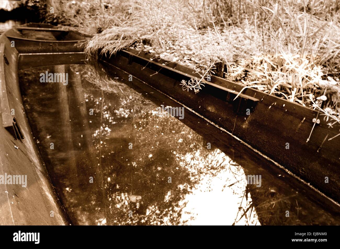 Spreewald-Boot vor dem Verfall geschützt sepia Stockfoto