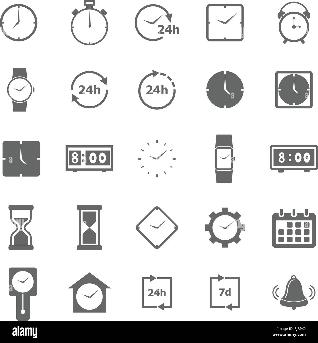 Zeit-Symbole auf weißem Hintergrund, Lager Vektor Stock Vektor