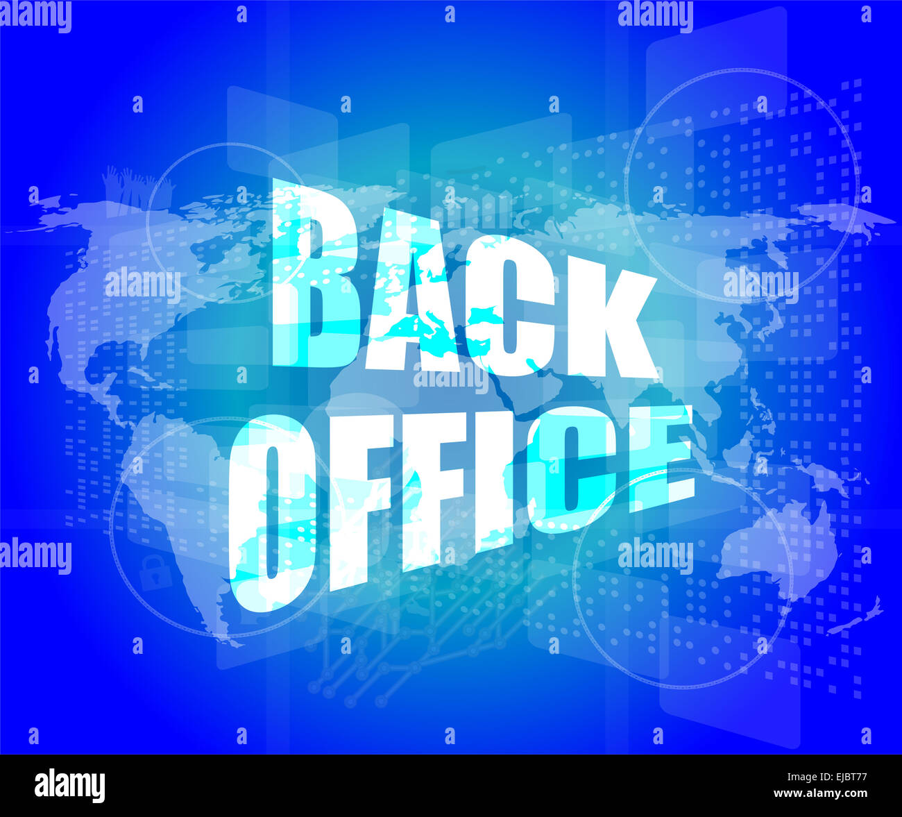 Wort-Back-Office auf digital Touchscreen Stockfoto