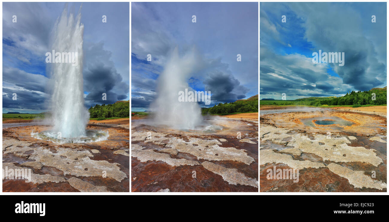 Der Ausbruch der Geysir Strokkur Stockfoto